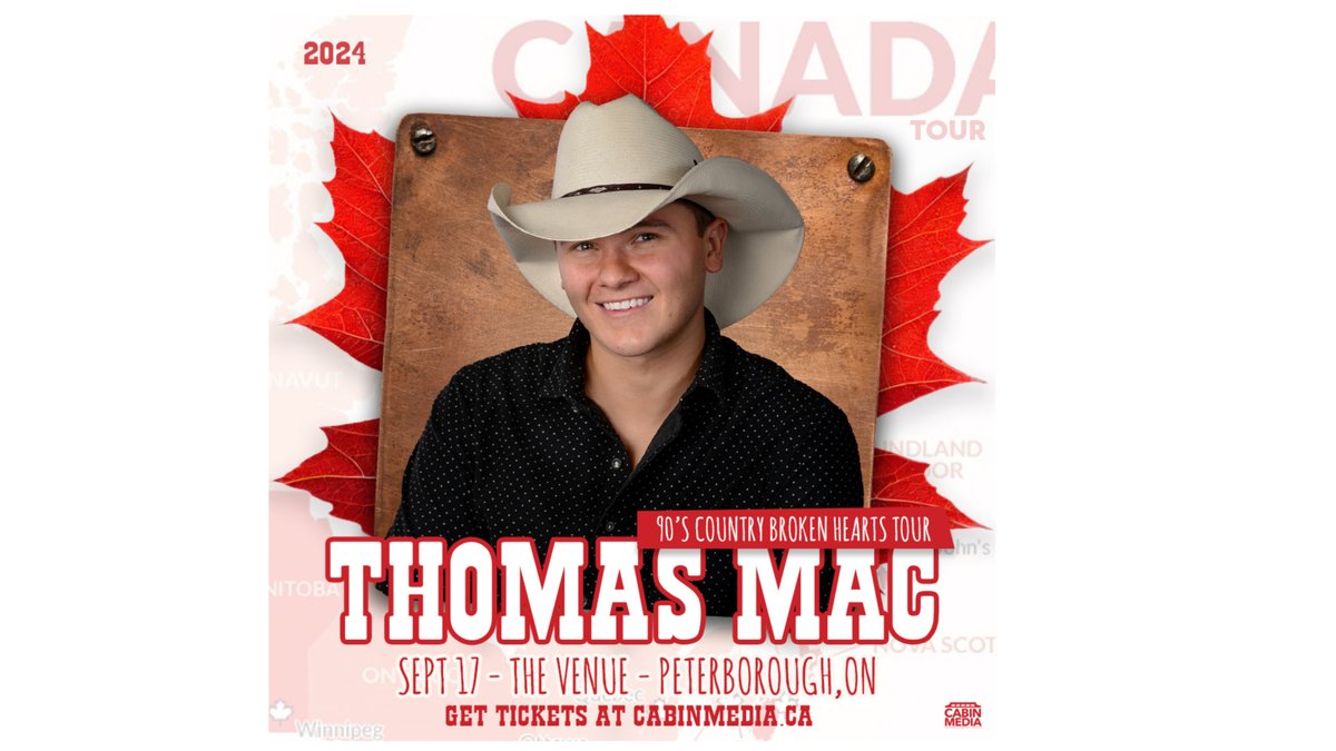 Thomas Mac takes our stage with his 90’s Broken Hearts Tour on September 17th! His modern yet traditional country sound is gaining huge popularity, with over 5 million followers across all social platforms.🤠🎵

TICKETS ON SALE FRIDAY! 19+ Show
tixr.com/groups/cabinme…