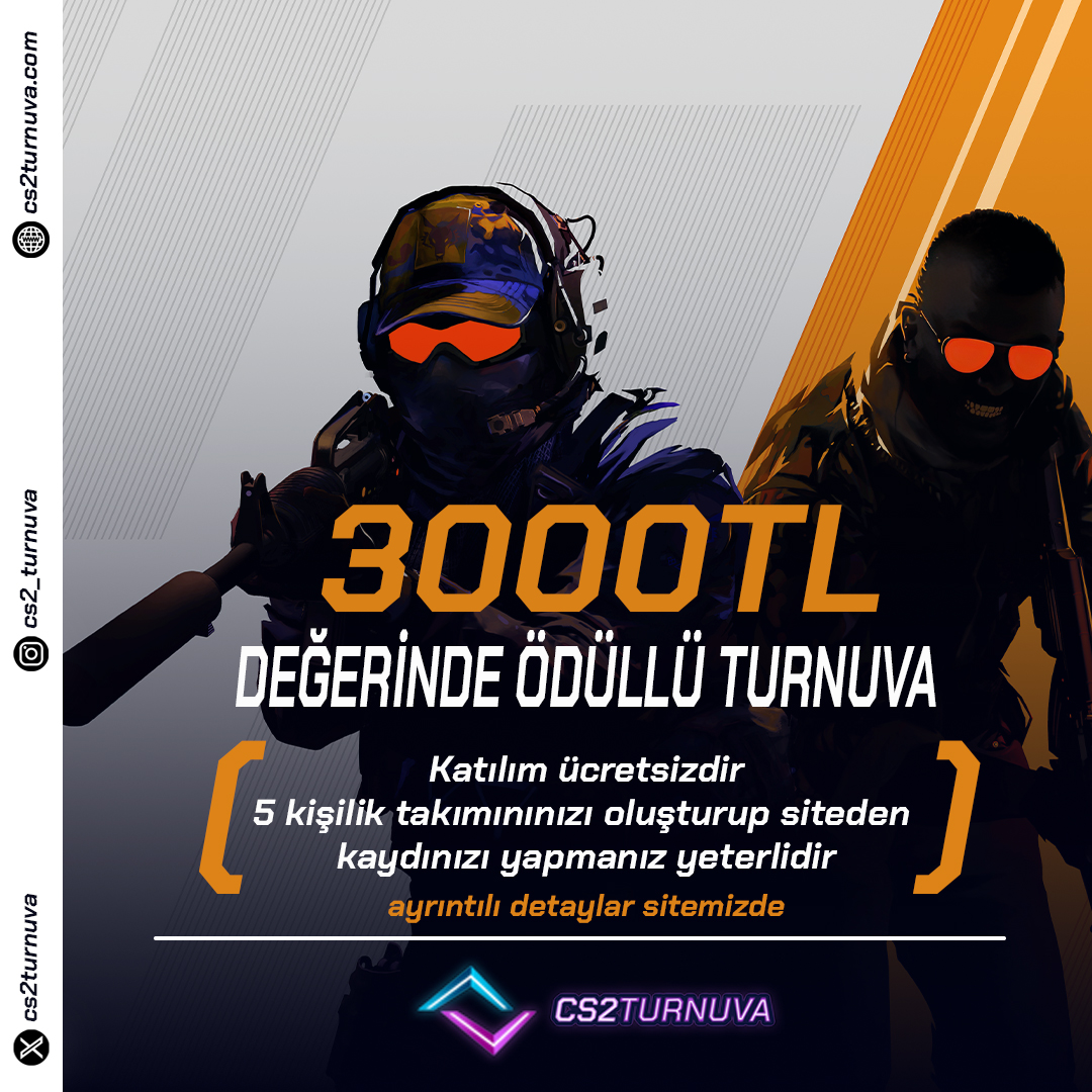CS2Turnuva's tweet image. 3000TL Değerinde ödüle sahip turnuvamıza davetlisiniz! Tek yapmanız gereken cs2turnuva.com sitemize giriş yapıp takımınızı kurmak.

Son kayıt tarihi 6 Temmuz 2024 saat 19.30
Turnuva saati 6 Temmuz 2024 20.00