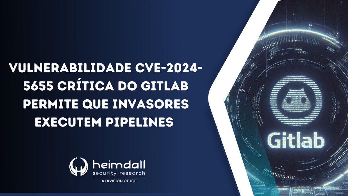heimdallish's tweet photo. A GitLab alertou sobre a #vulnerabilidade CVE-2024-5655 crítica, que está afetando algumas versões dos #produtos GitLab Community e Enterprise Edition, podendo ser exploradas por atores #maliciosos para #executar pipelines como qualquer usuário.

Heimdall
https://t.co/ppZ00Ix73J https://t.co/rsCX9dcMKt