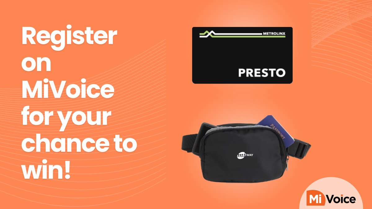 Calling all MiWay Riders! We want to hear your ideas and feedback on the projects that are shaping the future of transit at MiWay. Register at MiVoice.ca for your chance to win one of 25 prizes. bit.ly/4brDkjY