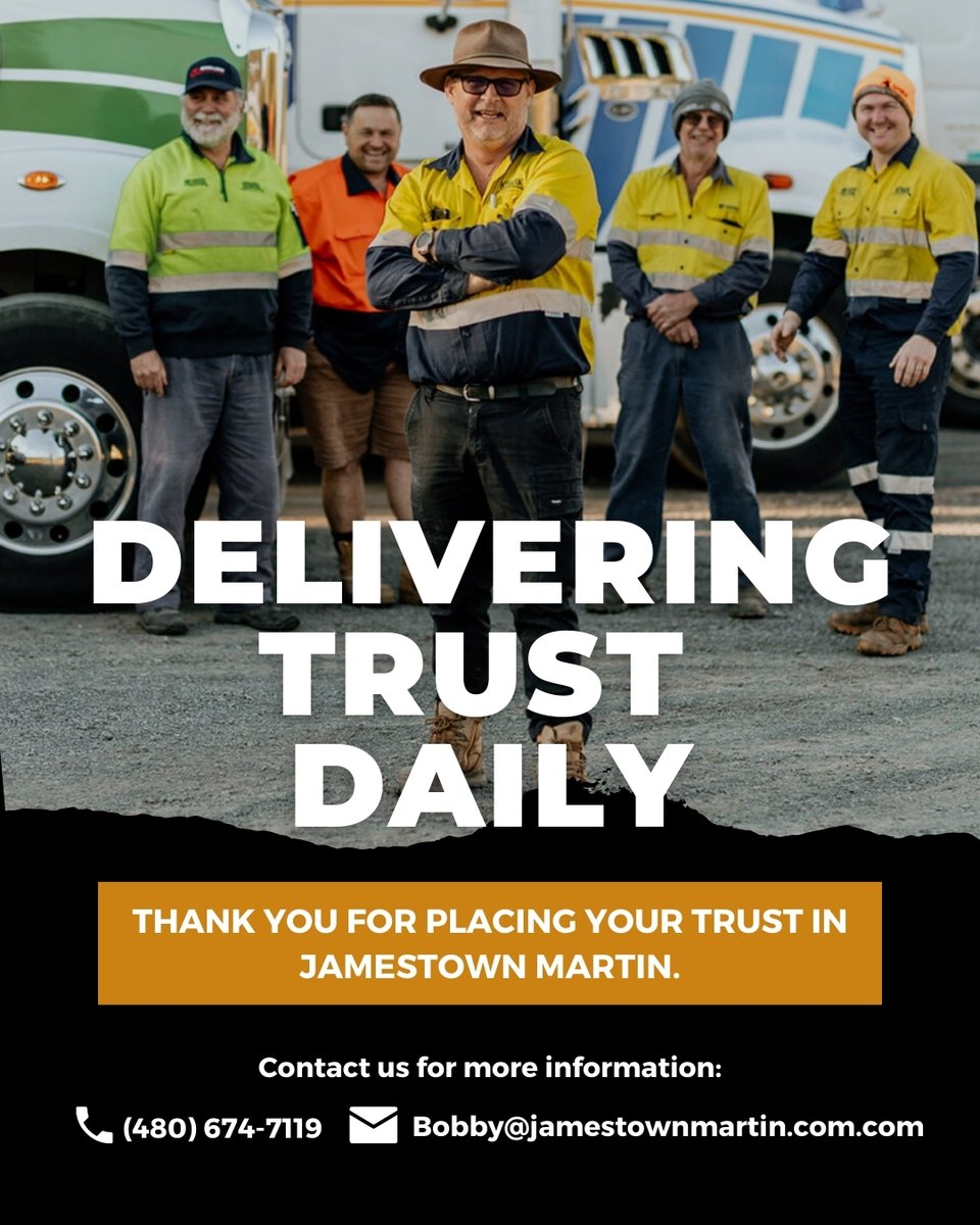 jtmartininc's tweet image. In a world that&apos;s always moving, rely on us to keep your business ahead. Our experienced team is dedicated to providing solutions that meet your specific needs, because your success is our success. 🛣📦

 #DeliveringTrust #JamestownMartin #ReliabilityInMotion