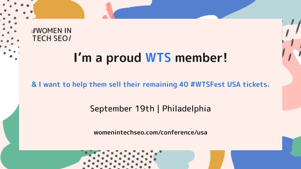 #WTSFEST Philly edition is happening on September 19th and features incredible speakers you won't want to miss.

I had amazing experience on the #wtsfest Berlin and have no doubt this would be awesome 🎊

Limited tickets remaining - grab yours now!

womenintechseo.com/conference/usa/