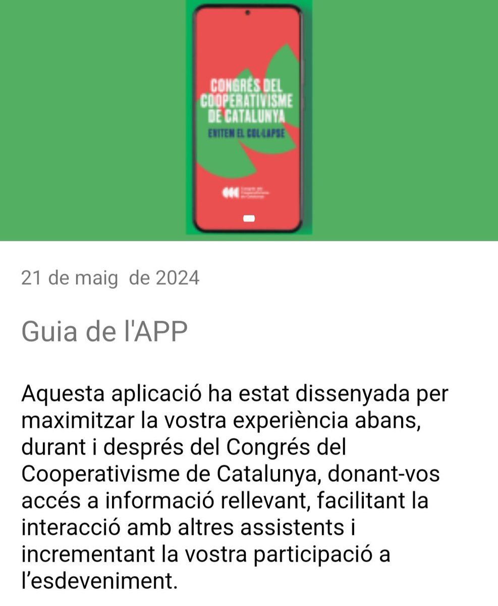 Preparant-nos per participar al #CongresCooperativismeCatalunya24 Avui configurant l'App i compartint informació amb companyes <a href="/suaracoop/">Suara Cooperativa</a>