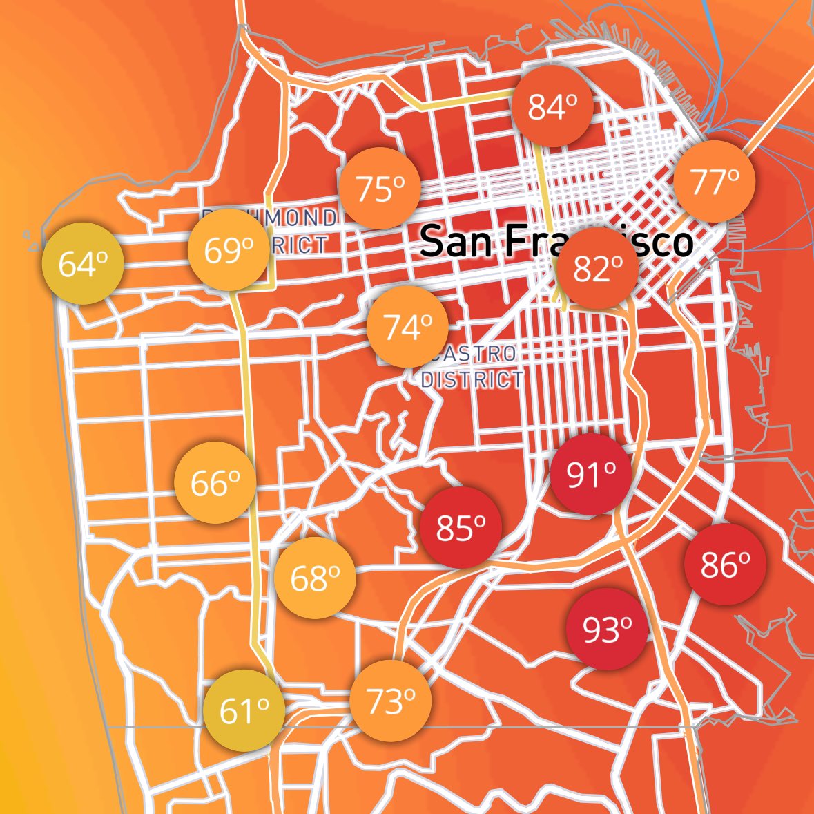 KarlTheFog's tweet image. SF microclimates = 30 degree difference across 7 miles