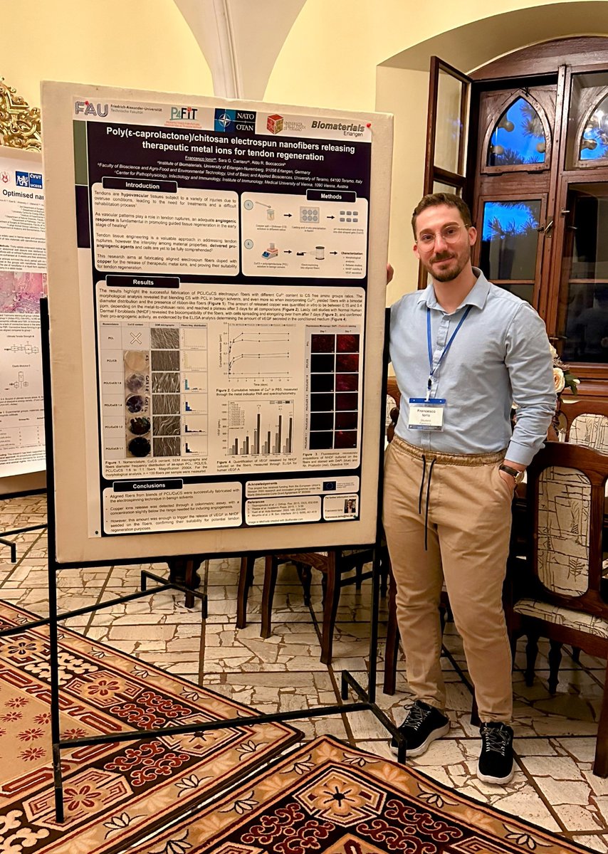 Presenting our <a href="/P4Fit/">P4_FIT</a> <a href="/Boccaccini_Lab/">Biomaterials_Erlangen</a> work on copper-doped fibers for tendon regeneration at the suggestive Smolenice Castle, NATO Summer School on Nanomaterials and Nanoarchitectures. Grateful to <a href="/NATO/">NATO</a> Science for Peace and Security Program for this opportunity