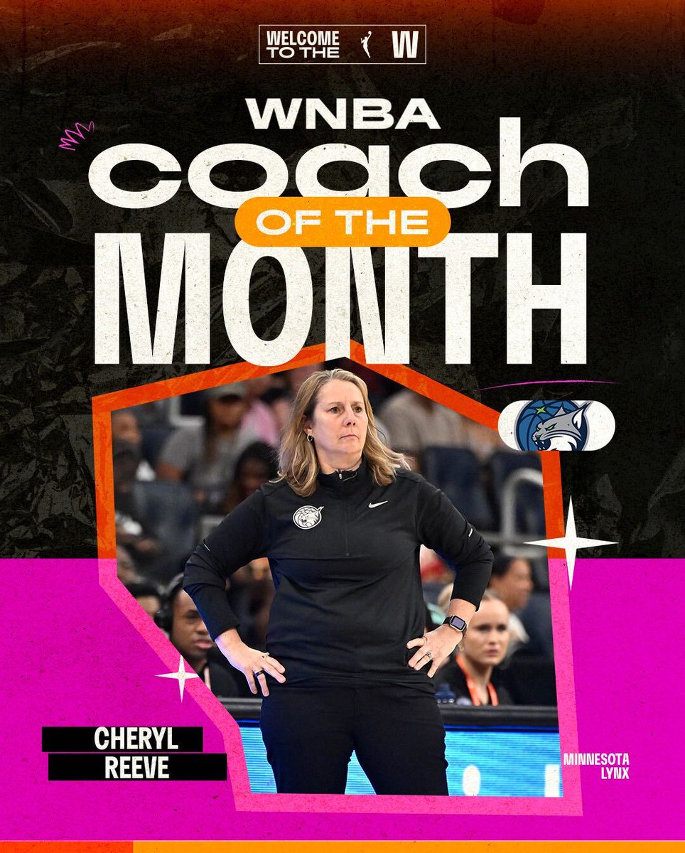 WNBA (@wnba) on Twitter photo Congrats to Coach Cheryl Reeve 👏
She led the <a href="/minnesotalynx/">Minnesota Lynx</a> to a 6-4 record and a Commissioner’s Cup Championship in June to earn Coach of the Month
#WelcometotheW Congrats to Coach Cheryl Reeve 👏
She led the <a href="/minnesotalynx/">Minnesota Lynx</a> to a 6-4 record and a Commissioner’s Cup Championship in June to earn Coach of the Month
#WelcometotheW