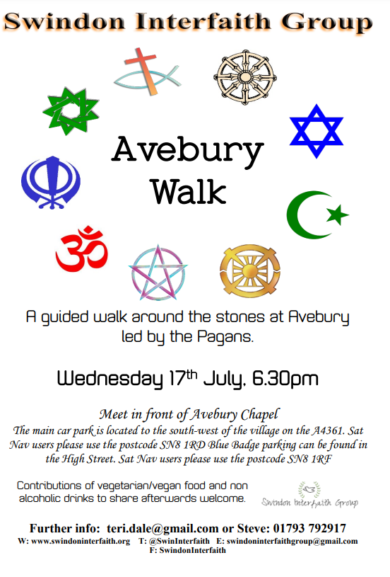 We are pleased to share the details of our next Interfaith Event, A guided walk around the stones at Avebury led by the Pagans. This will be held on Wednesday 17th July 2024 at 6.30pm.
