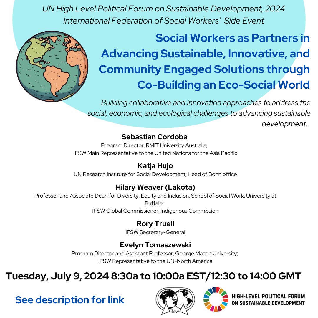 The IFSW UN High-Level Political Forum on Sustainable Development, 2024; Side Event

ifsw.org/event/ifsw-sid…

#ifsw #politicalforum #sustainabledevelopment #socialwork