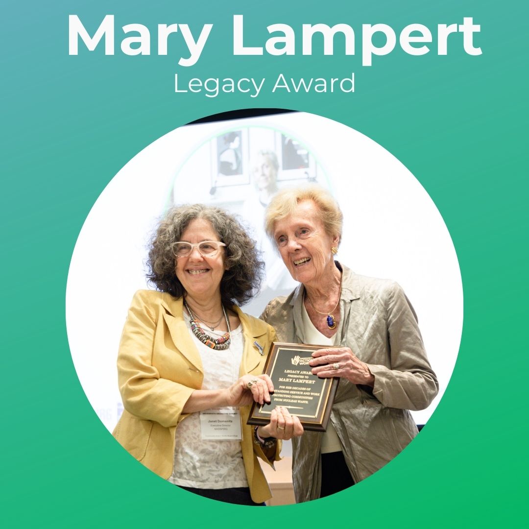 ComActionWorks's tweet image. We are honored to award Mary Lampert the Legacy Award for her many decades of activist work educating and protecting communities from the dangers of nuclear waste. @SaveOurBayMA