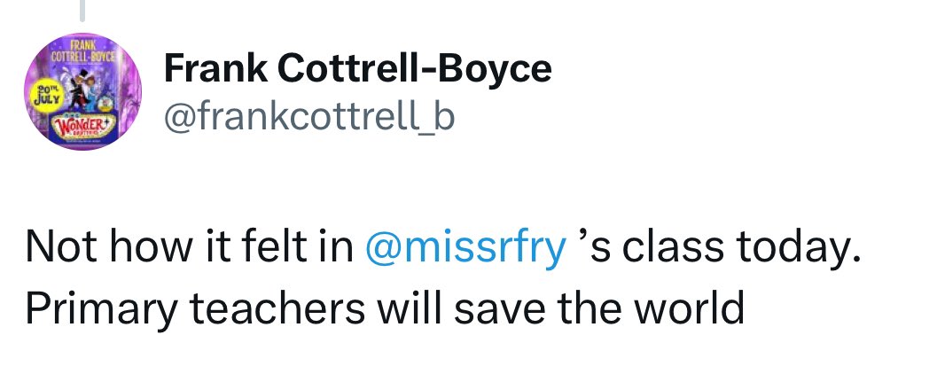 A huge congratulations to the new children’s laureate <a href="/frankcottrell_b/">Frank Cottrell-Boyce</a> 🎉 Frank has been kind enough to visit our school for the past few years and talk to our year 6 cohorts about how special writing can be. A huge inspiration! <a href="/PinehurstP/">Pinehurst Primary</a> ✏️ 📚