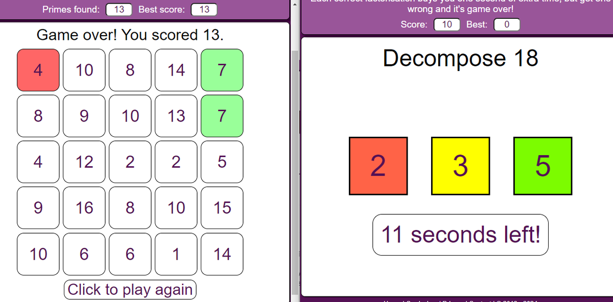 StudyMaths's tweet image. Two quite addictive games to help learn and use prime numbers.
In the screenshot I was trying to play them both simultaneously. I wouldn't recommend.
mathsbot.com/puzzles/findTh…
mathsbot.com/puzzles/primeF…