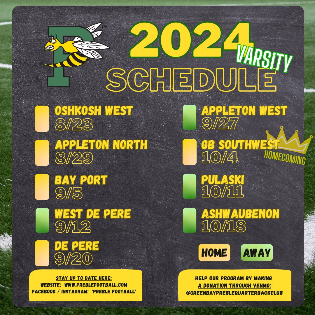 PrebleFootball's tweet image. Mark your calendars!!  Here are the Varsity, JV1, and JV2 schedules.