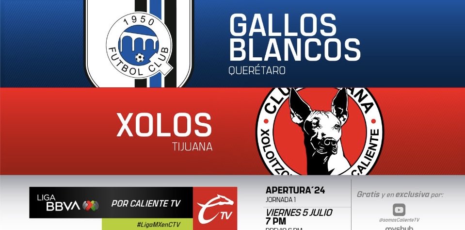 No te pierdas el próximo viernes el juego Gallos vs Xolos por ⁦<a href="/calientetvmx/">Caliente TV</a>⁩  !!!