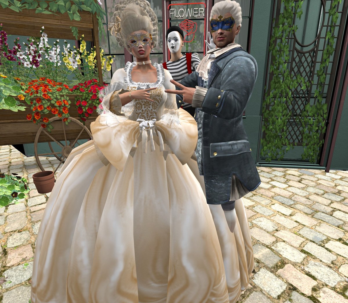 MandieRomano's tweet photo. The Street Masquerade in Paris event hosted by the Tri Pi Sorority was a big hit. We got photobombed by a mime though!  #woodcrestuniversity #tripi https://t.co/RVWcgLWEj1