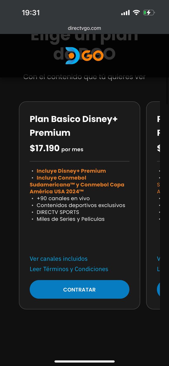 1 semana desde la compra del plan de $17.190 en Chile de <a href="/DIRECTVGOAyuda/">DIRECTVGO Servicio</a> <a href="/DGO_Latam/">DGO</a> para ver Copa América y no funciona, me pide que agregue extras ahora, nadie responde, no hay call center y el canal digital no da la opción para ver que pasa… un real desastre!!