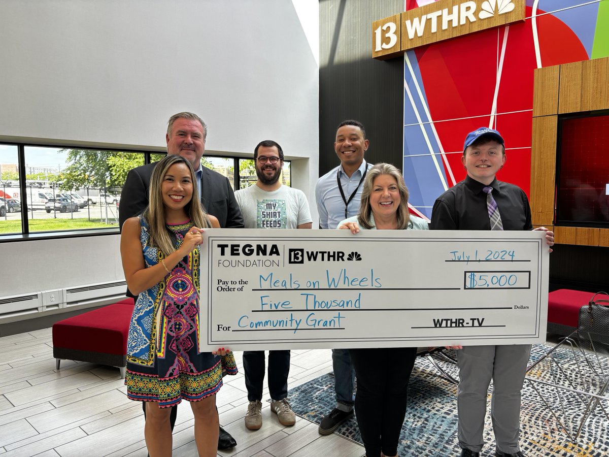 MOWIndiana's tweet photo. Thank you to the @TEGNAFoundation &amp; @WTHRcom for awarding Meals on Wheels of Central Indiana with their most recent community grant! This money will go directly to helping our most vulnerable clients whom we support through our Financial Assistance Fund. https://t.co/jZvpbtTcJw