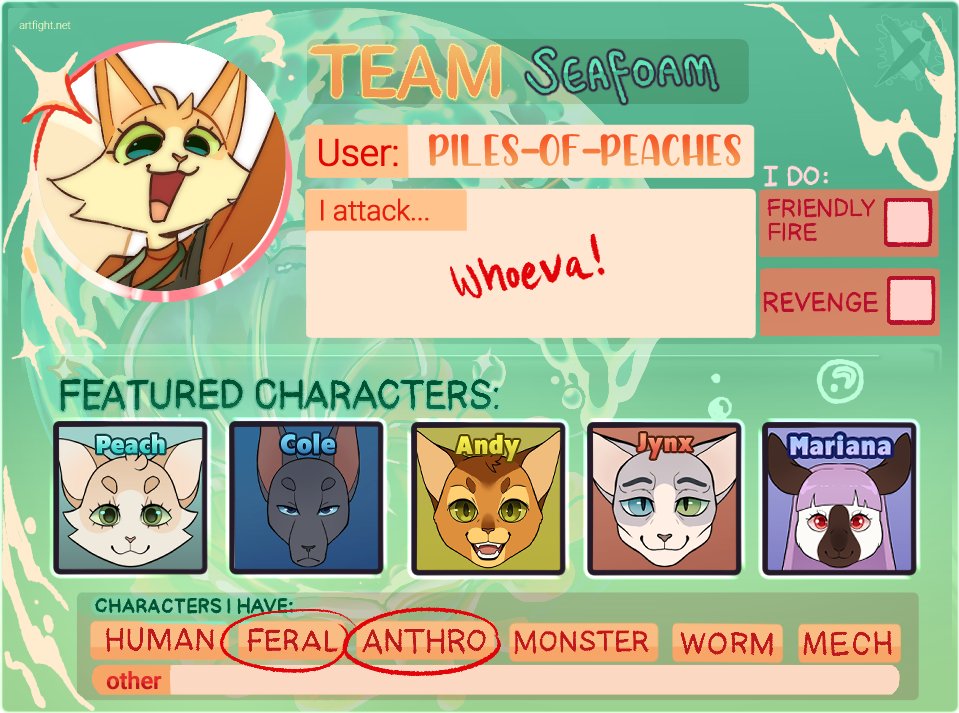 Piles0fPeaches's tweet image. I'm not too late, am i??

#artfight2024 #seafoam