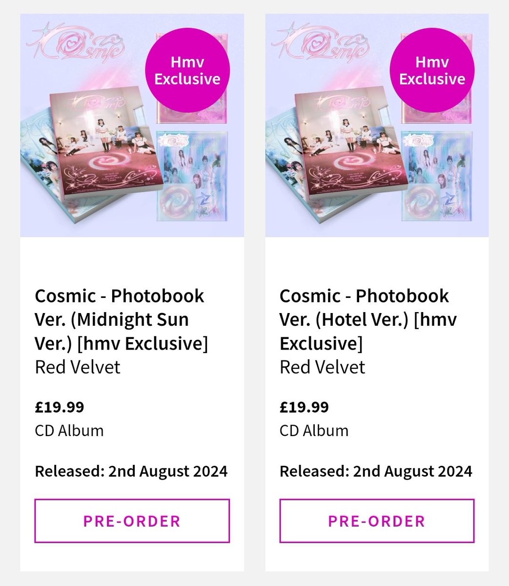 girinnation's tweet photo. Red Velvet Cosmic international release with exclusive pobs
Target🔗https://t.co/w8YirZ1yZv
HMV🔗https://t.co/Md1WYensWN
🔗https://t.co/BNPOEqs4e8 https://t.co/aNcjAPPXgF