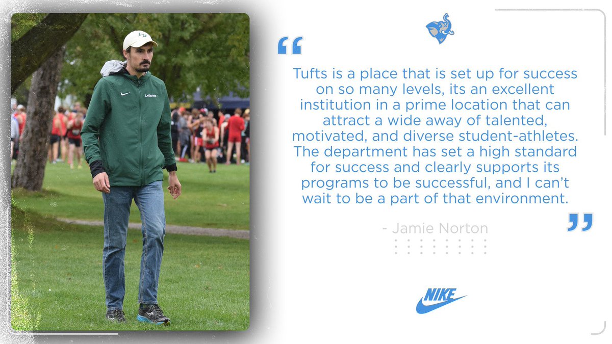 TuftsJumbos's tweet photo. TF/XC | AN OLD FACE IN A NEW ROLE!

Congratulations to Jamie Norton ‘14 on being named as the new Tufts Director of Track & Field/Cross Country! 

Read some of his quotes here, and then head to https://t.co/7GDFtxJfWM for more about his journey back to The Hill! 

#JumboPride // #GoJumbos