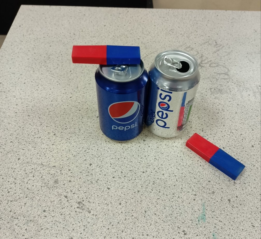 danielbrotchie's tweet photo. @Hookean1 These Pepsi cans were left behind by students in the last year. As shown, one is steel, other is aluminium. I guess a random canning event - perhaps take a magnet to the supermarket. Was interested to see if their electrostatic properties were different, but they danced similar https://t.co/cyHMZySA7f