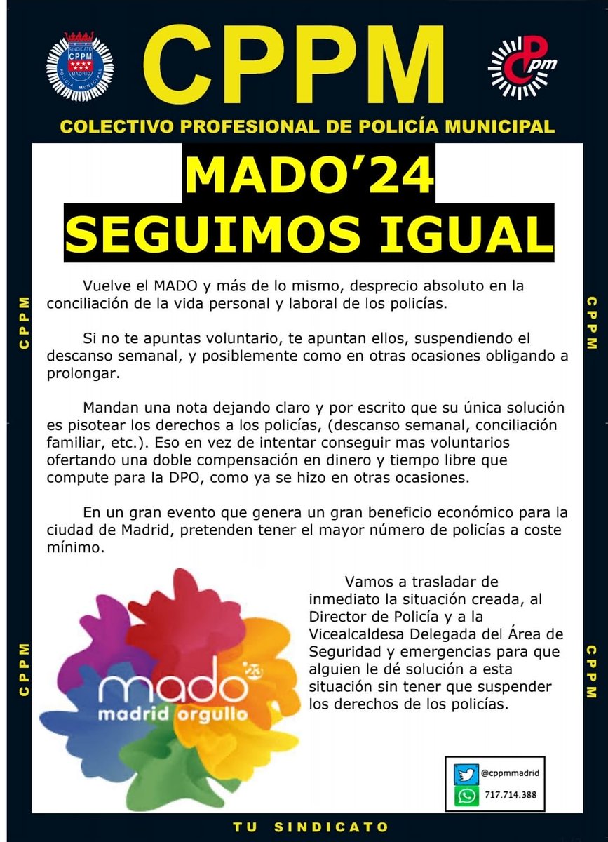 WORKA10's tweet photo. Cosas que nunca cambiará en ⁦@policiademadrid⁩! La falta de personal es evidente! Y cuando llega un gran evento mucho más! Los policías están agotados ya! Muchas horas de pie y sin relevos! Xq no van los de mañana que la tarde está cansada y mermada de personal! https://t.co/jNC0WgygyU