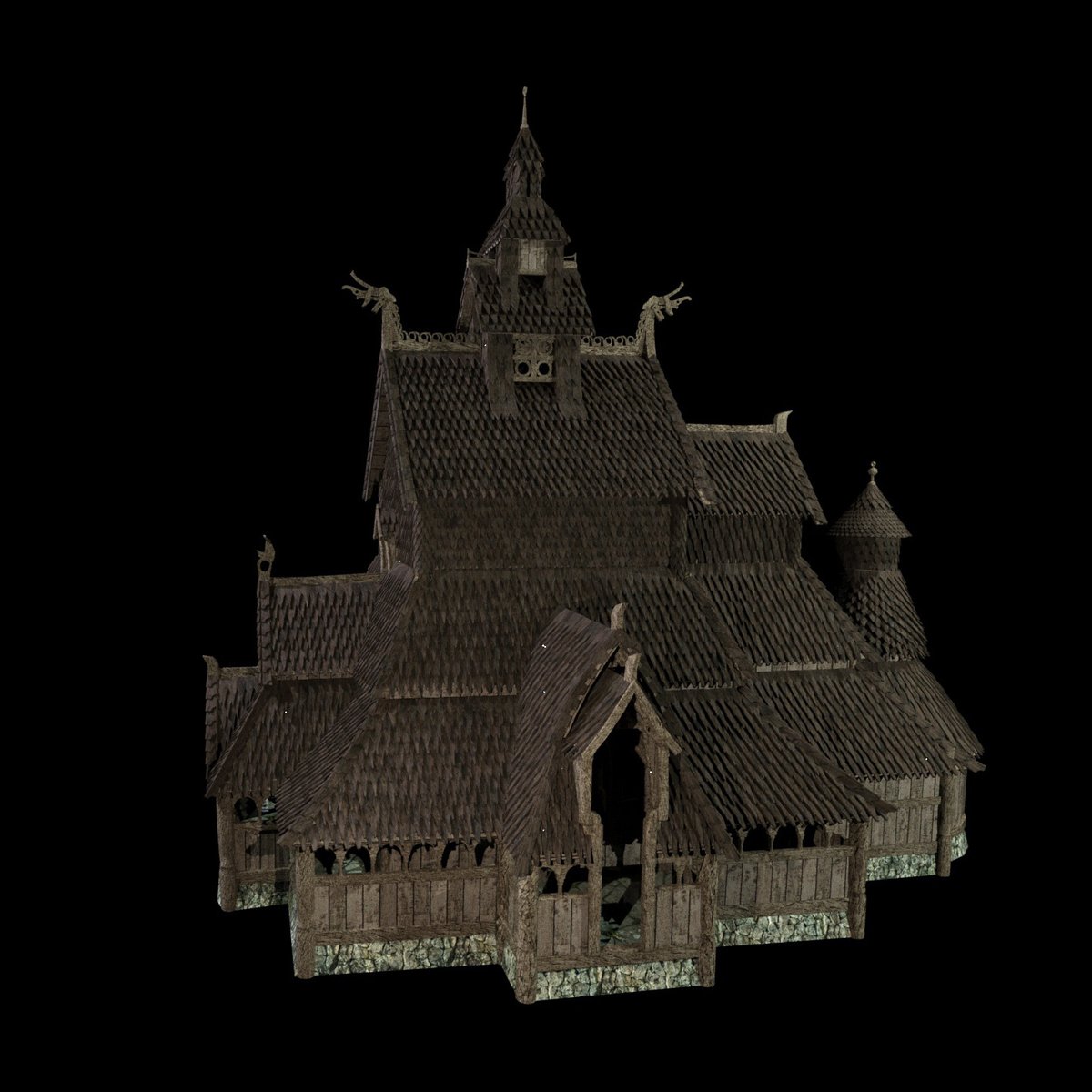 RedBagMods's tweet photo. #render #rendering #3DModel #SkyrimMods  Upcoming stave church. https://t.co/S2k3KjT6VC