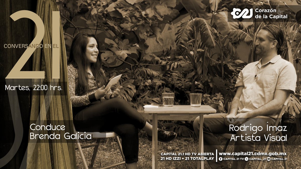 ¡HOY un nuevo episodio de #ConversandoEnEl21! 💬

<a href="/BrendaGaliciaQ1/">Brenda Galicia</a> charlará con el artista visual Rodrigo Ímaz (<a href="/RodrigoImaz/">Rodrigo Imaz</a>) 🖼️

⏰En punto de las 22:00h | ✅ Por TV y RRSS | #EstoEsTvPública