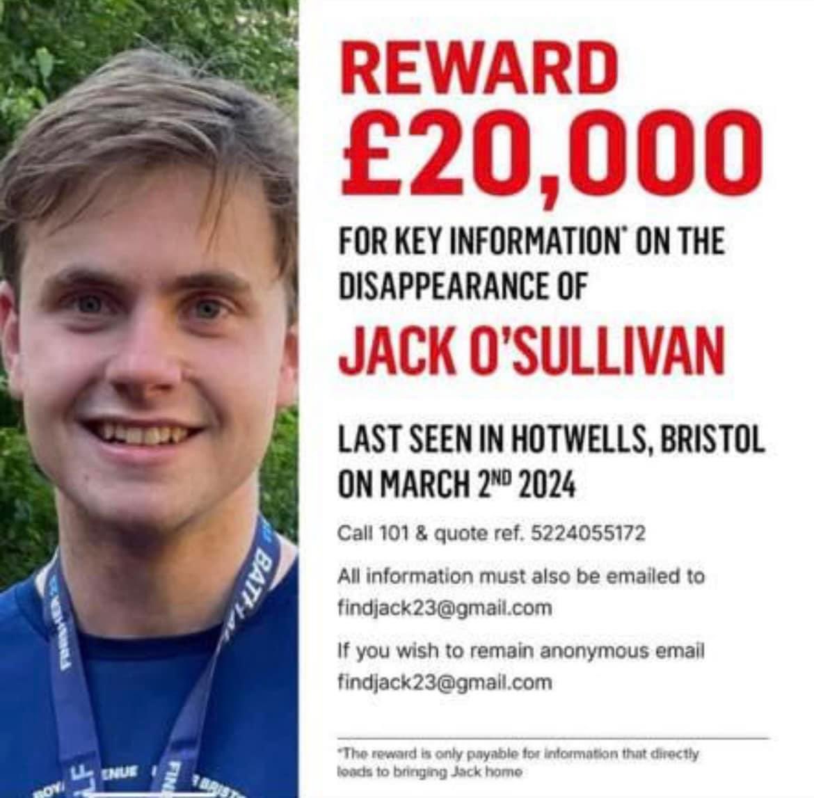 westwalesfinder's tweet photo. @SkyNews I am sure she’d share the pain that the family of Jack are feeling too. A promising law student, he vanished when walking home late one night in March. His family are desperate for some answers too. Please RT. https://t.co/1jC0TkLNrV