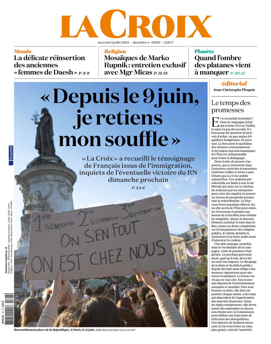 Le RN, en marche vers le pouvoir, répand sur son passage un air nauséabond, saturé par la banalisation de comportements racistes et discriminatoires. Avec <a href="/nbirchem/">Nathalie Birchem</a> et <a href="/Esthersjordia/">Esther Serrajordia</a>, nous avons rencontré ceux qui, déjà, retiennent leur souffle

<a href="/LaCroix/">La Croix</a> 
la-croix.com/france/legisla…