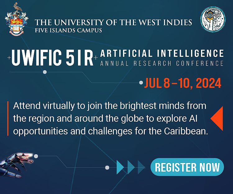 The Caribbean's first AI conference is on from July 8-10, 2024, at The UWI Five Islands Campus in Antigua &amp; Barbuda.
Register to attend either virtually OR in person: shorturl.at/6idDs