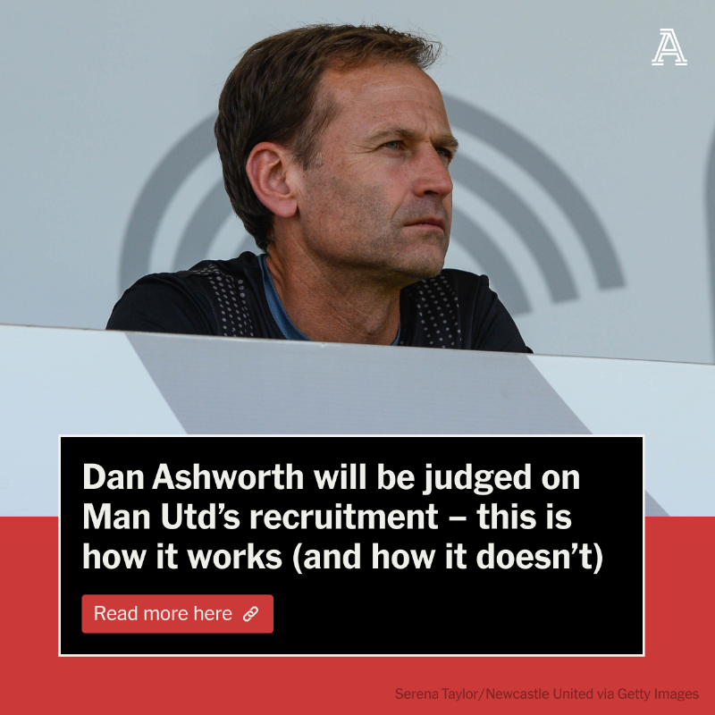 TheAthleticFC's tweet photo. ▪️ Impressive scouting system
▪️ Frustration over how it is used
▪️ Missed out on Neto &amp; Sesko
▪️ Backed off Caicedo &amp; Musiala
▪️ How to fix 'United tax'

Many will judge Dan Ashworth on Man Utd's recruitment — this is how it does and doesn't work... #MUFC

✍️ @lauriewhitwell