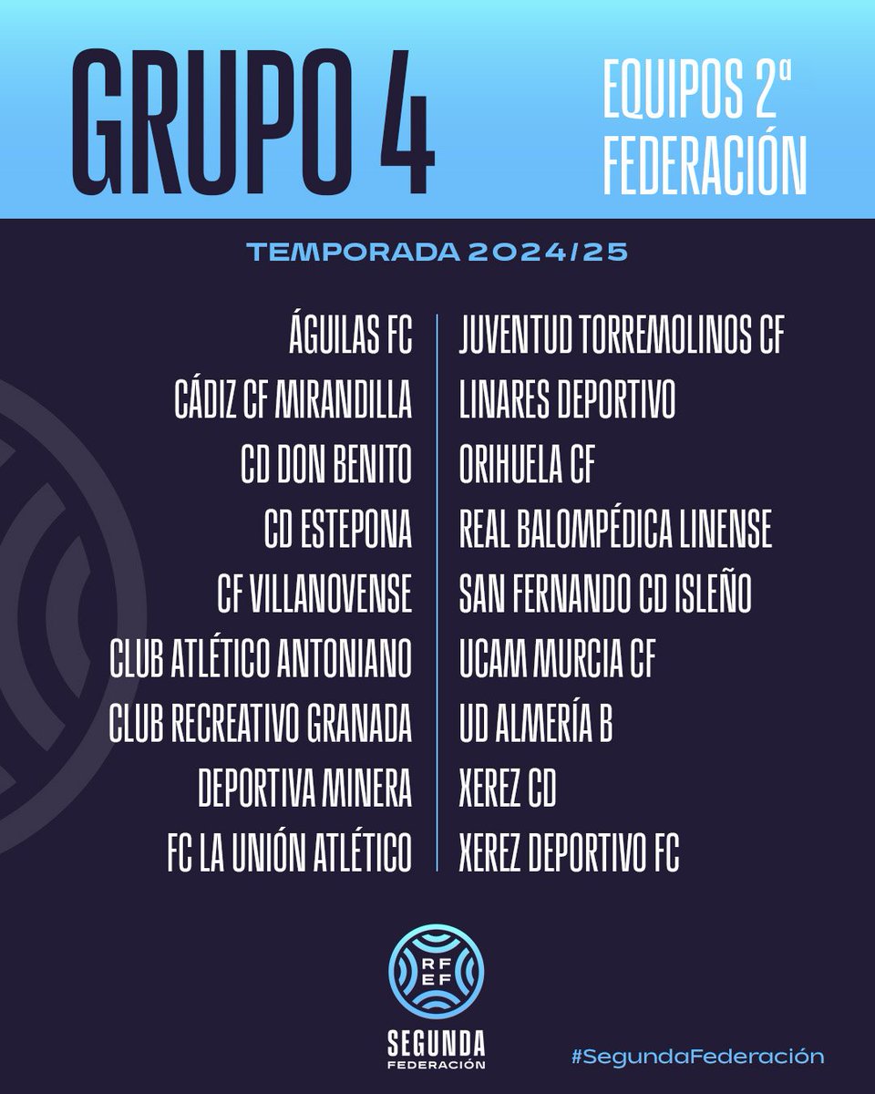 📌 𝗚𝗥𝗨𝗣𝗢 𝟰 | #SegundaFederación   

𝗧𝗲𝗺𝗽𝗼𝗿𝗮𝗱𝗮 𝟮𝟬𝟮𝟰/𝟮𝟱