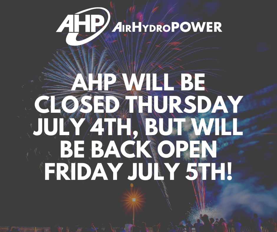 ✨ Heads up! Air Hydro Power will be closed on July 4th to celebrate Independence Day. 🎆 Though, we will be open 
Friday July 5th. Wishing everyone a safe and happy 4th of July! 🎉