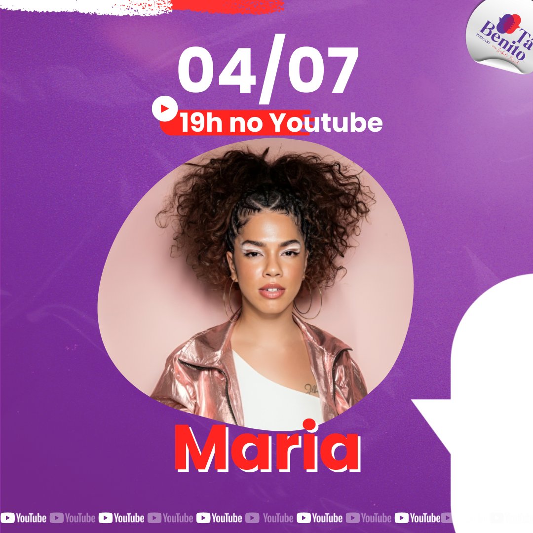 tabenitopodcast's tweet photo. Quem aqui estará juntinho comigo e a Maria na quinta-feira? ✨️

Meu povo, tive o prazer de receber a cantora e atriz Maria no Tá Benito Podcast e que conversa MARAVILHOSA!

Amei conhecer mais sobre sua trajetória e seus novos projetos!

 #podcastclips #cortespodcast #cantora https://t.co/Qq0YfhLJGW