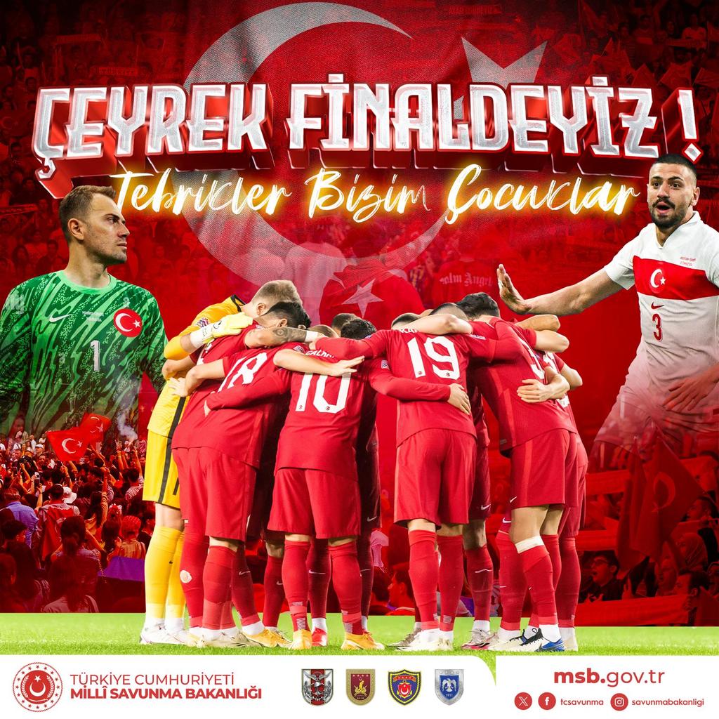 🇹🇷 ÇEYREK FİNALDEYİZ! ÇEYREK FİNALDEYİZ! ÇEYREK FİNALDEYİZ! 🇹🇷

#EURO2024