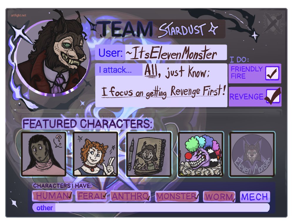 _11Monster's tweet photo. #artfight2024stardust #artfight
LETS GO
https://t.co/qykf3Mfenl

team seafoam members !!
I emplore you to comment or retweet this with yours!!
(and a link if you so please) https://t.co/170V1DAVPD