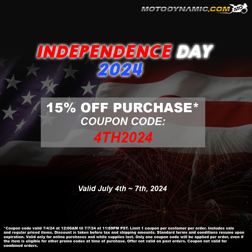 MotodynamicUSA's tweet photo. Celebrate the 4th with this booming discount! Valid 7/4~7/7 #independenceday #motodynamic #coupon https://t.co/oAgrDoktCZ