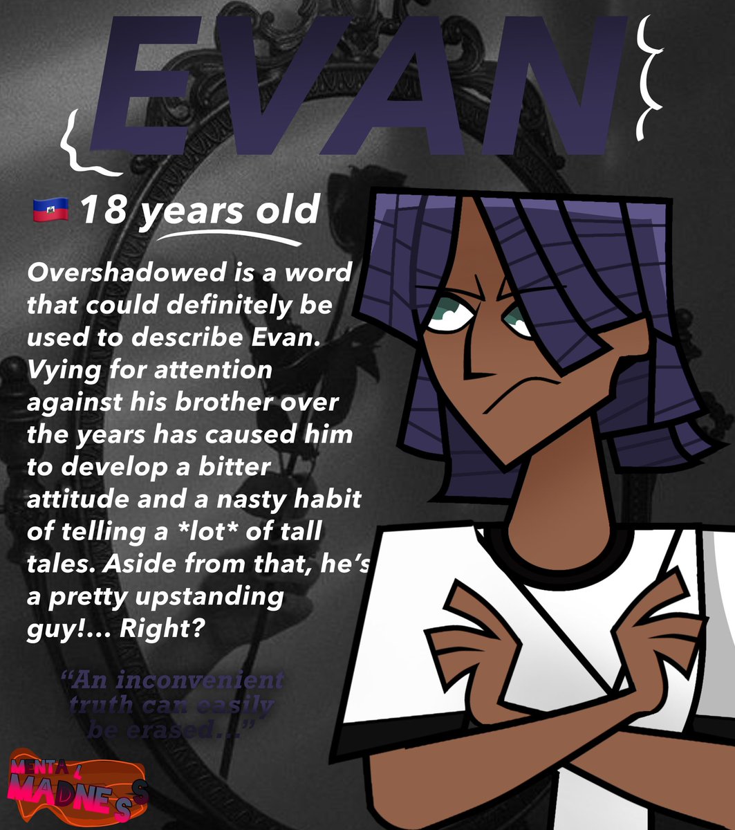 MentaIMadness's tweet image. “ . . . FROM THAT MOMENT , YOU’LL BE OUT OF PLACE AND UNDERDRESSED . “

Meet Evan! The attention seeker! ❤️‍🩹

Will Evan sneak his way into the winning spot? Find out on #MentalMadness! 🤗