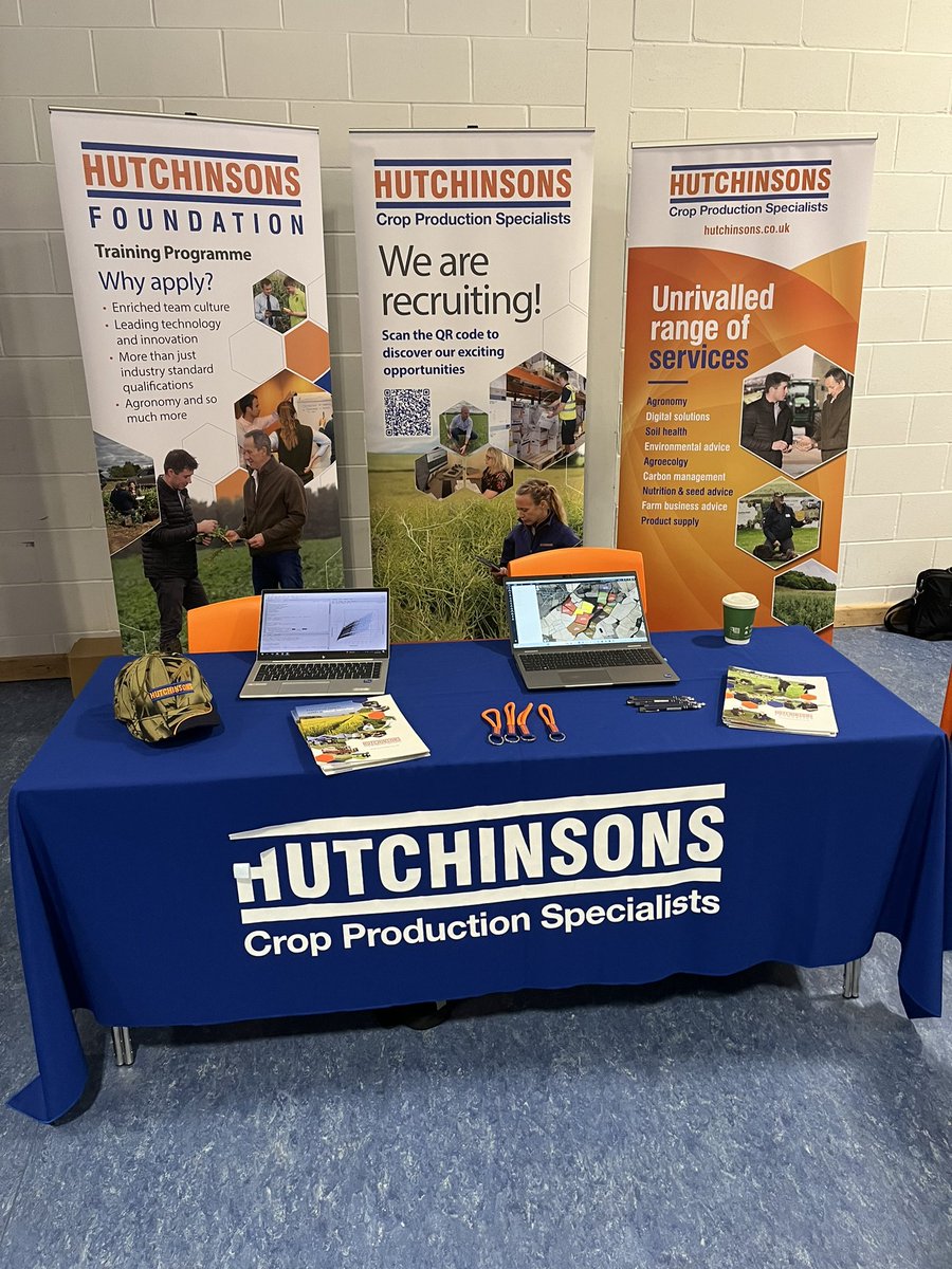 Enjoyable afternoon spent talking to students at Langley School today. Lots of young people interested in agronomy and agriculture! @Hutchinsons_Ag <a href="/Farmacy_Plc/">Farmacy</a> (shame the table cloth didn’t last the afternoon!)