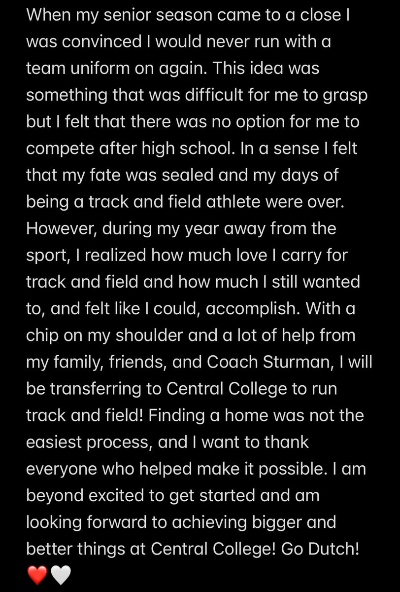 Looking forward to my future!❤️🤍<a href="/DutchXCTF/">Central College XC & TF</a>