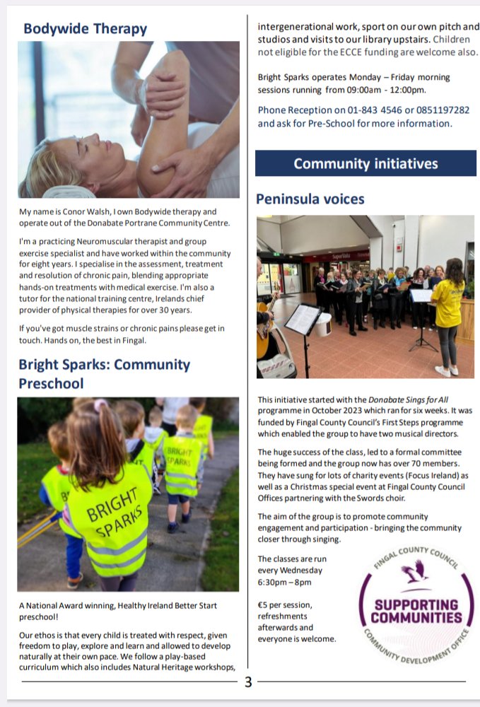 DonabateComCen's tweet photo. View our inaugural 2024 edition newsletter. We sincerely hope you enjoy reading them. You might not be aware of the wide range of events, activities,organisations and groups that make use of our inclusive multi-use community centre.Results of Flavours Gym competition is tomorrow. https://t.co/XhdkpT8bsT