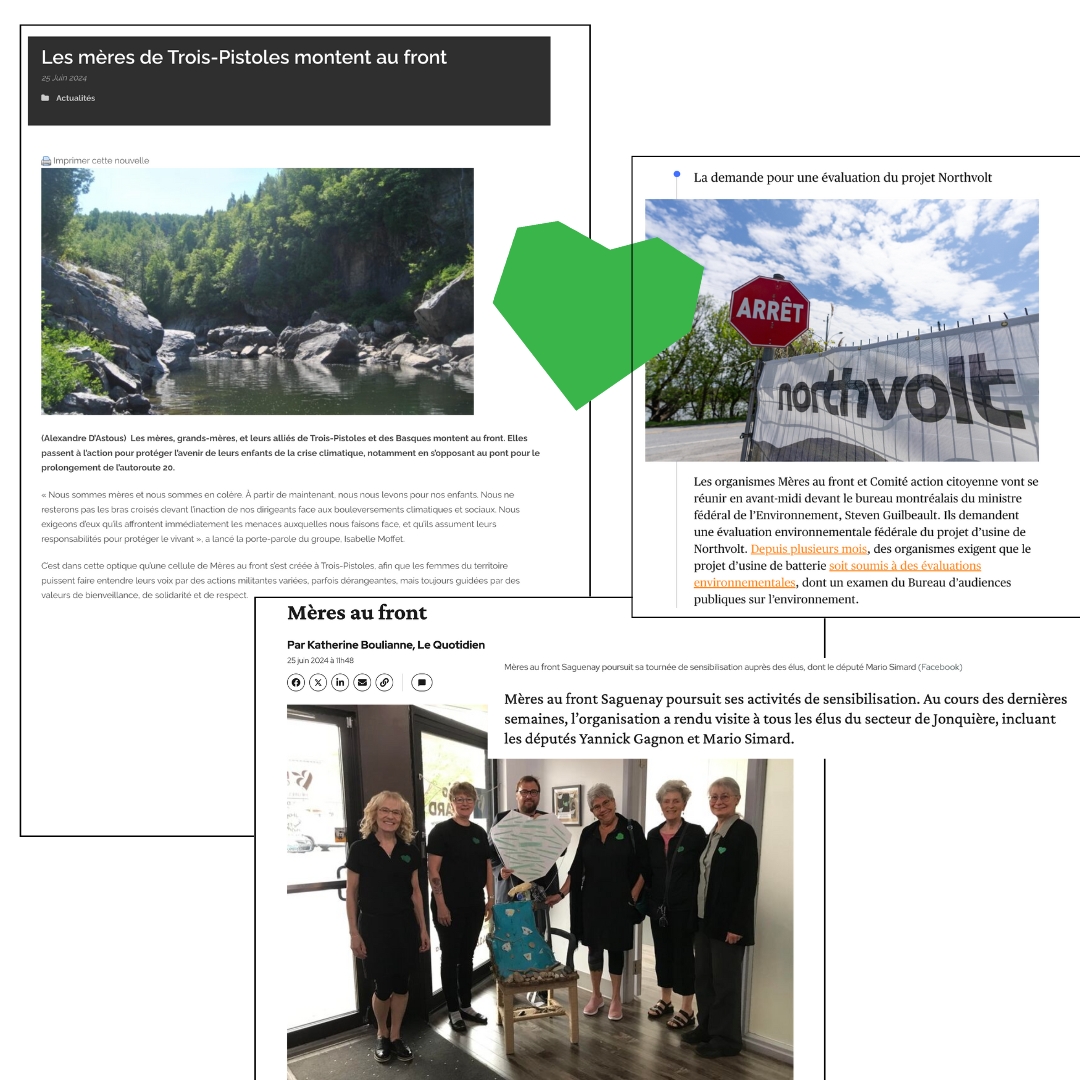 🗞ACTUALITÉS MÈRES AU FRONT🗞

Les #Mèresaufront et nos allié·es ont fait couler de l'encre dans les médias!

Retrouvez les articles ici
linktr.ee/Meresaufront

Comité Action Citoyenne-Projet Northvolt <a href="/EauSecours1997/">Eau Secours</a> Action Boréale <a href="/snapqc/">SNAP Québec</a>

<a href="/LeDevoir/">Le Devoir</a> <a href="/LaPresse/">Paula Lapresse</a> <a href="/RadioCanada/">Radio-Canada</a>