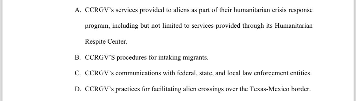 ValOnTheBorder's tweet image. UPDATE: The Texas Office of Attorney General is also attempting to access records from RGV nonprofit organizations, including the largest shelter network, Catholic Charities of the RGV. A lawsuit is ongoing seeking the following info:

Story: apnews.com/article/migran…