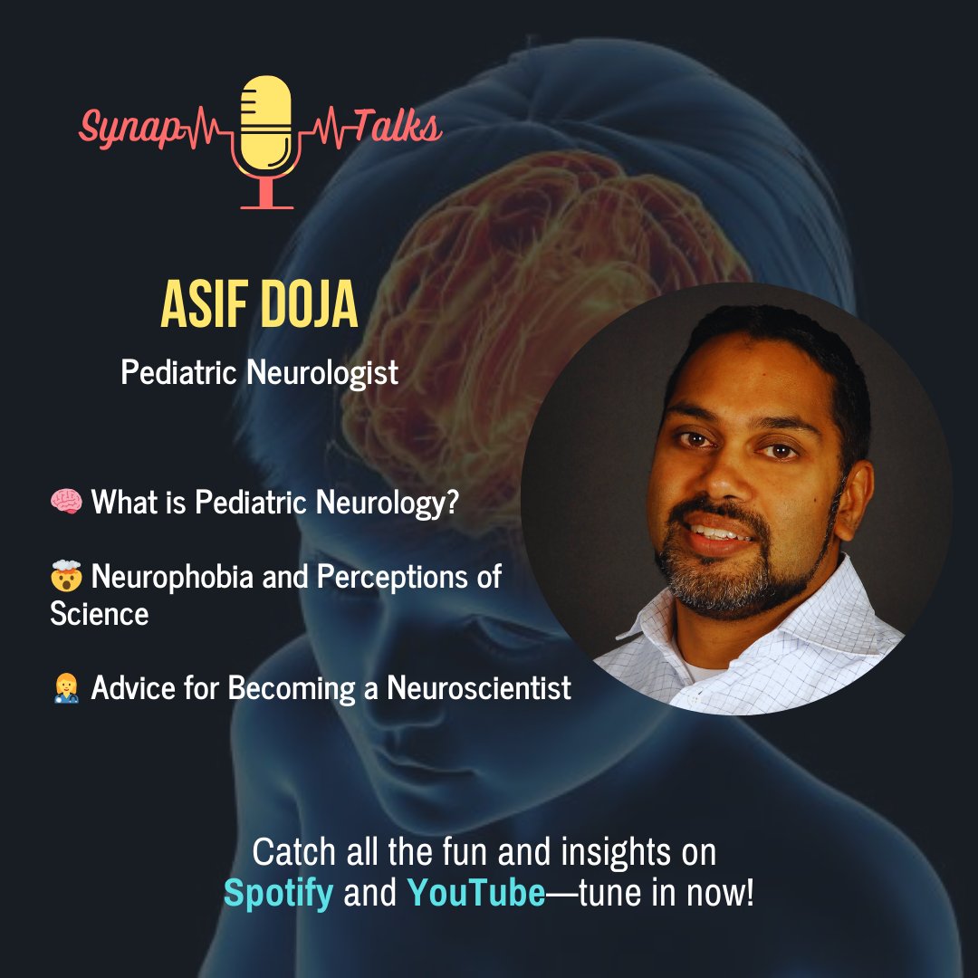 SynapseUofT's tweet photo. Children with Tourette’s syndrome make uncontrolled sounds and movements called tics. Who can help? Try Dr. Asif Doja! 🩺 Dr. Doja is a pediatric neurologist with an interest in movement disorders. 🧠 This episode is a great listen for those exploring medicine! https://t.co/2eP87mmU0J