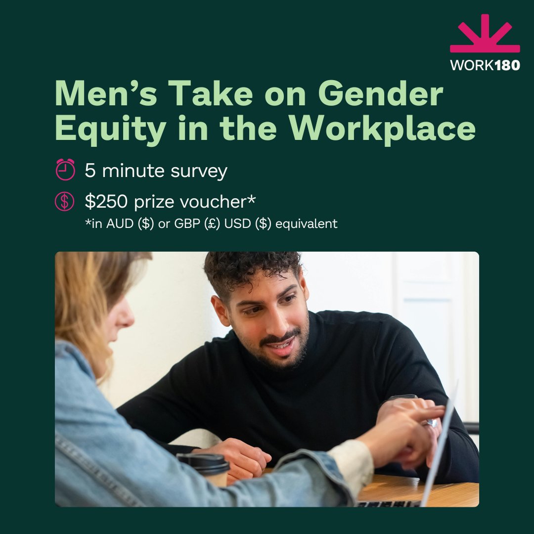 Calling all men! Take five minutes to have your (anonymous) say and help shape the gender equity efforts of real employers. Plus, be in with the chance of winning a $250 voucher 🎁 *

🔗 Link to survey: hubs.li/Q02F3M0j0 

*In AUD ($) or equivalent in GBP (£) or USD ($)