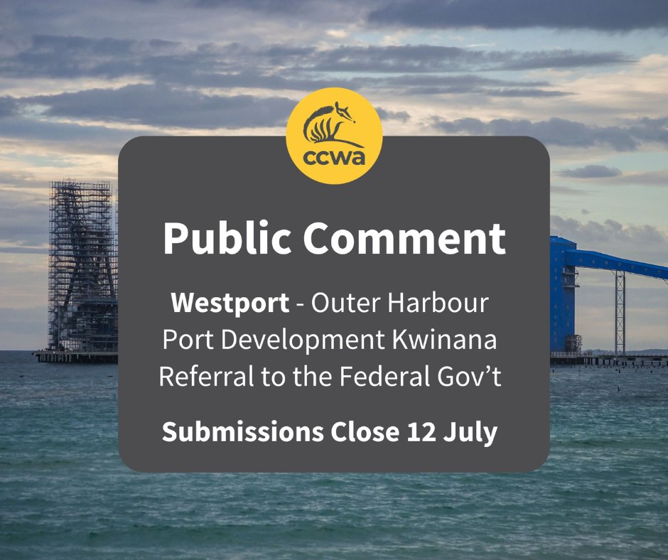 Have your say on the Westport project - Outer Harbour Port Development, Kwinana 
ow.ly/Vssg50Sug3s. 
Argue that the project must be assessed under the EPBC Act 1999 as a controlled action.