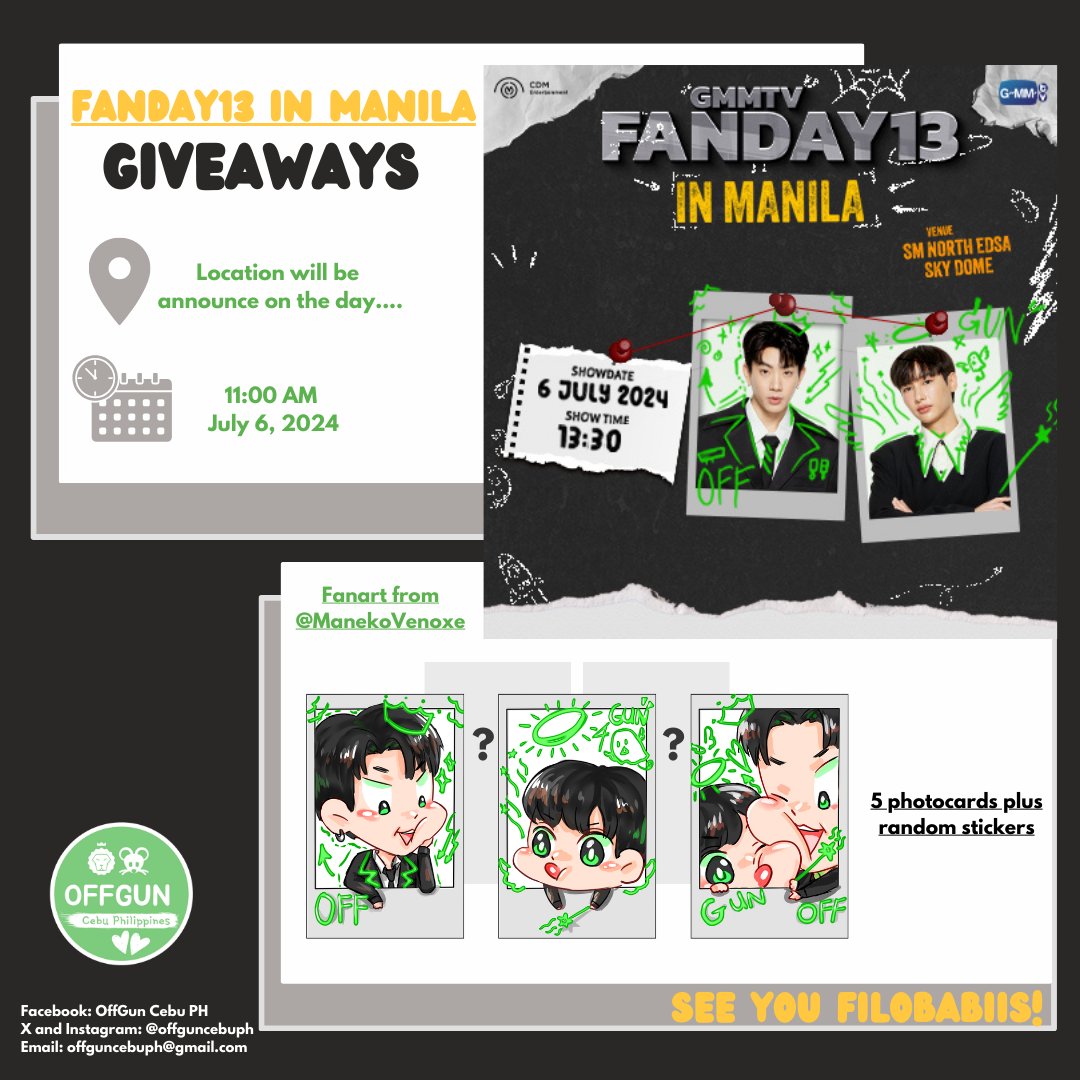 offguncebuph's tweet photo. ✨️ #GMMTVFANDAY13 Giveaways from us, offguncebuph! ✨️
Special thanks to @ManekoVenoxe
for always making fanarts for our freebies since before. 🥺🥰
See you all filobabiis! 👶🏻💚
#ออฟกัน #OffGun #OffGunCebuPH
#OGPPFANDAYxMANILA https://t.co/7VgoBItpJz