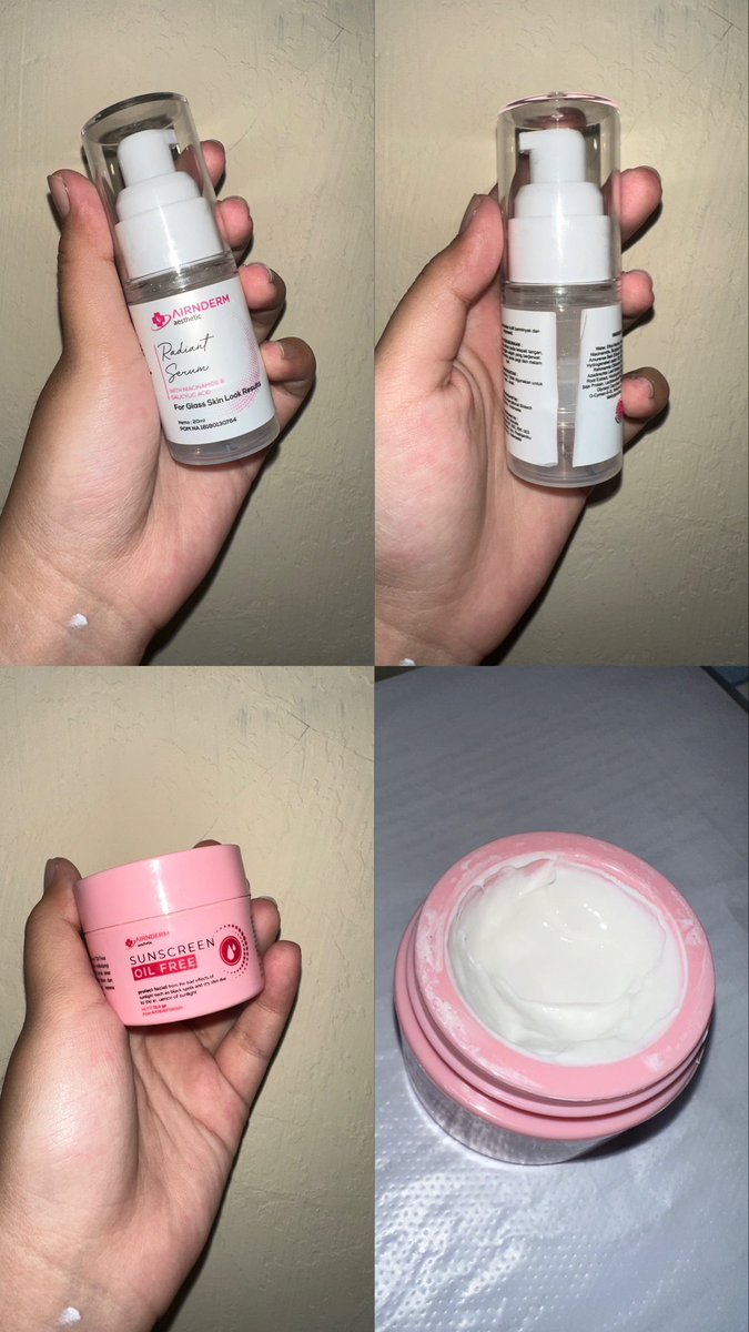 Febrianishfra's tweet photo. Wts preloved Radiant serum airin (masih setengah) dan sunscreen oil free spf 35 dari airin (masih 3/4) 
Price semua 60k saja, bisa shopee atau cod #airin  #wts #zonauang #bekasi #jakarta #preloved https://t.co/Ysrp4uyUvw