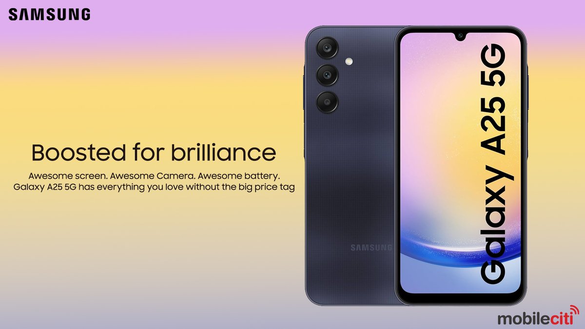 mobileciti's tweet image. 📱Samsung Galaxy A25 5G

✔️50MP Triple camera with OIS
✔️Long Lasting 5000 mAH battery
✔️5nm Octa-core Processor
✔️Defining simplicity in design

👉Available on Mobileciti

👉Buy Now: bit.ly/4crpcID

#GalaxyA25 #Samsung #SuperAMOLEDDisplay #SamsungGalaxy #StunningVisuals