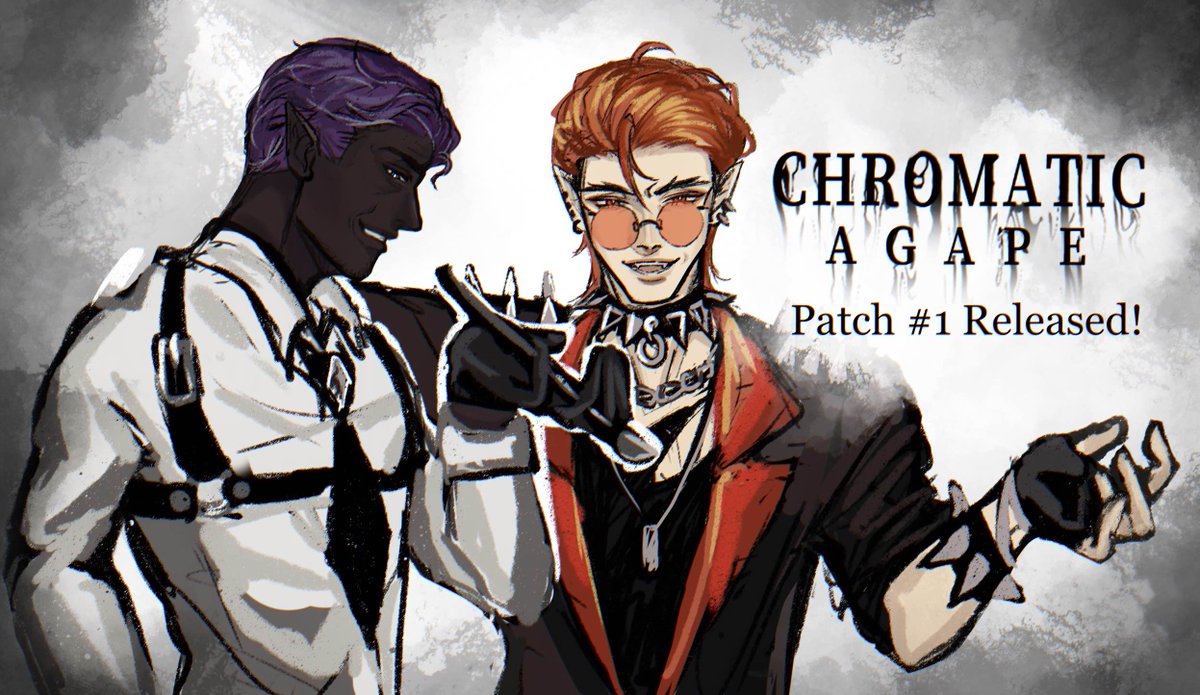 Patch 1 has been released for #ChromaticAgape! Thanks to our player feedback + having more time to correct the bugs &amp; errors, we can now present the new and improved version of the game~  

Have fun ^^
Link: rb.gy/agkaq4 

#otomedev #AmareJam #joseijam #otome #Otomejam
